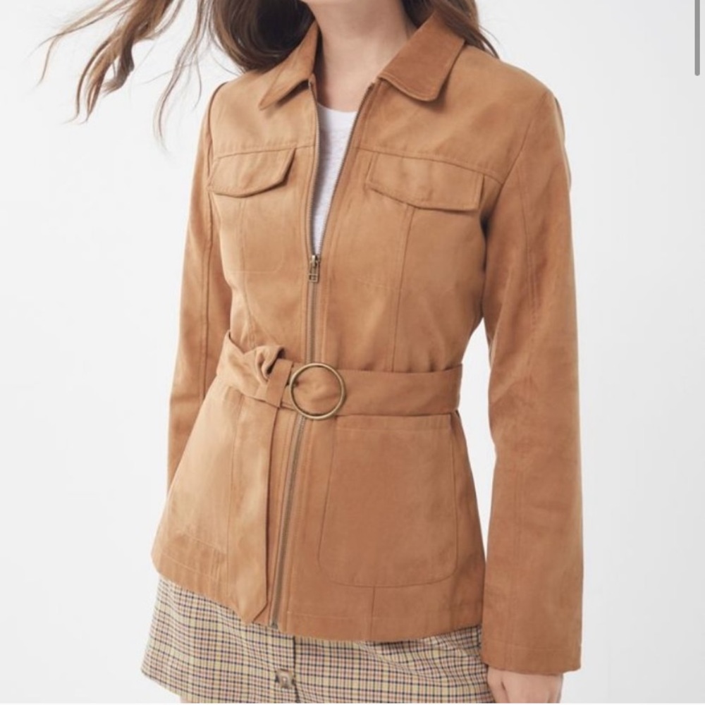 URBAN OUTFITTERS faux suede belted safari jacket